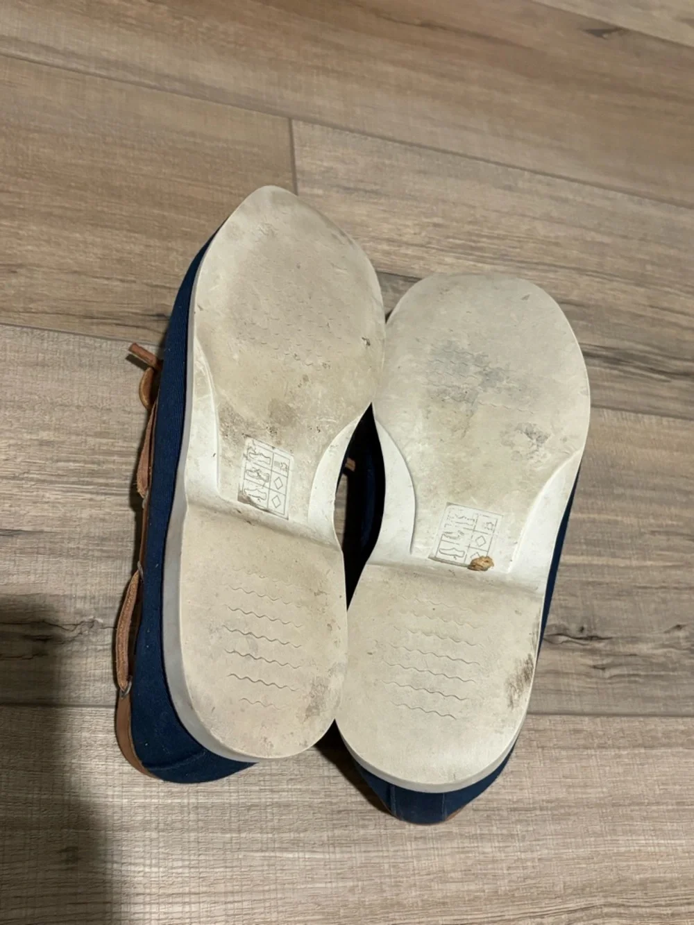 J. Crew AW681 2-Eye Canvas Slip-On Boat Loafer Shoes leather Blue Brown‎ Men's 8